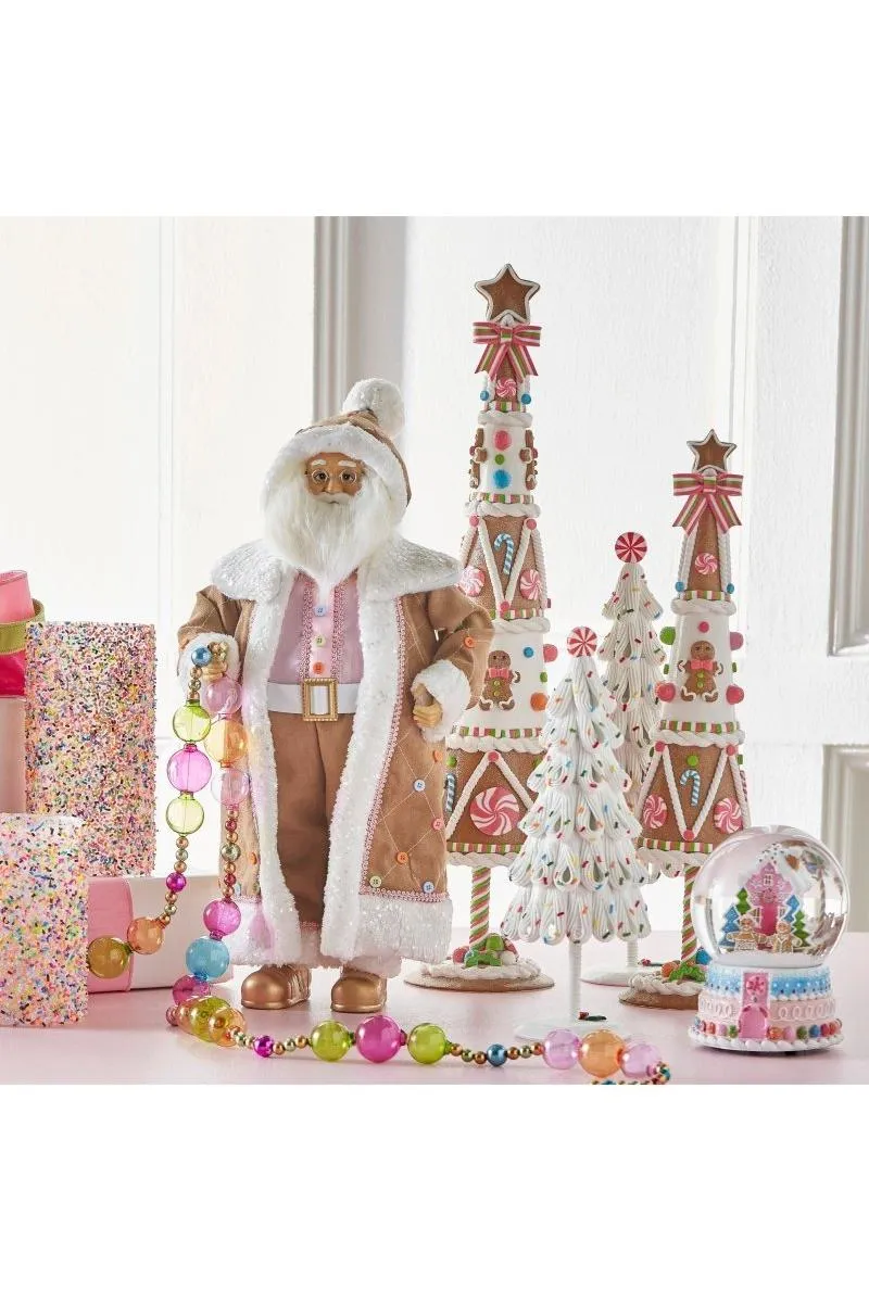 18" Pastel Gingerbread Christmas Santa Figure