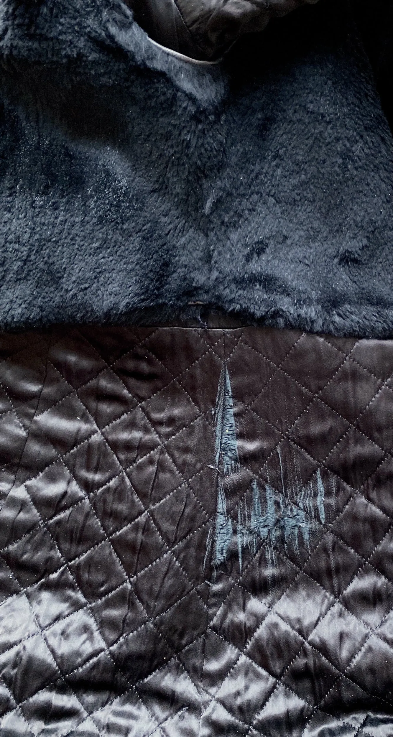 1980s Black Cashmere Fur Trim Double-Breasted Coat
