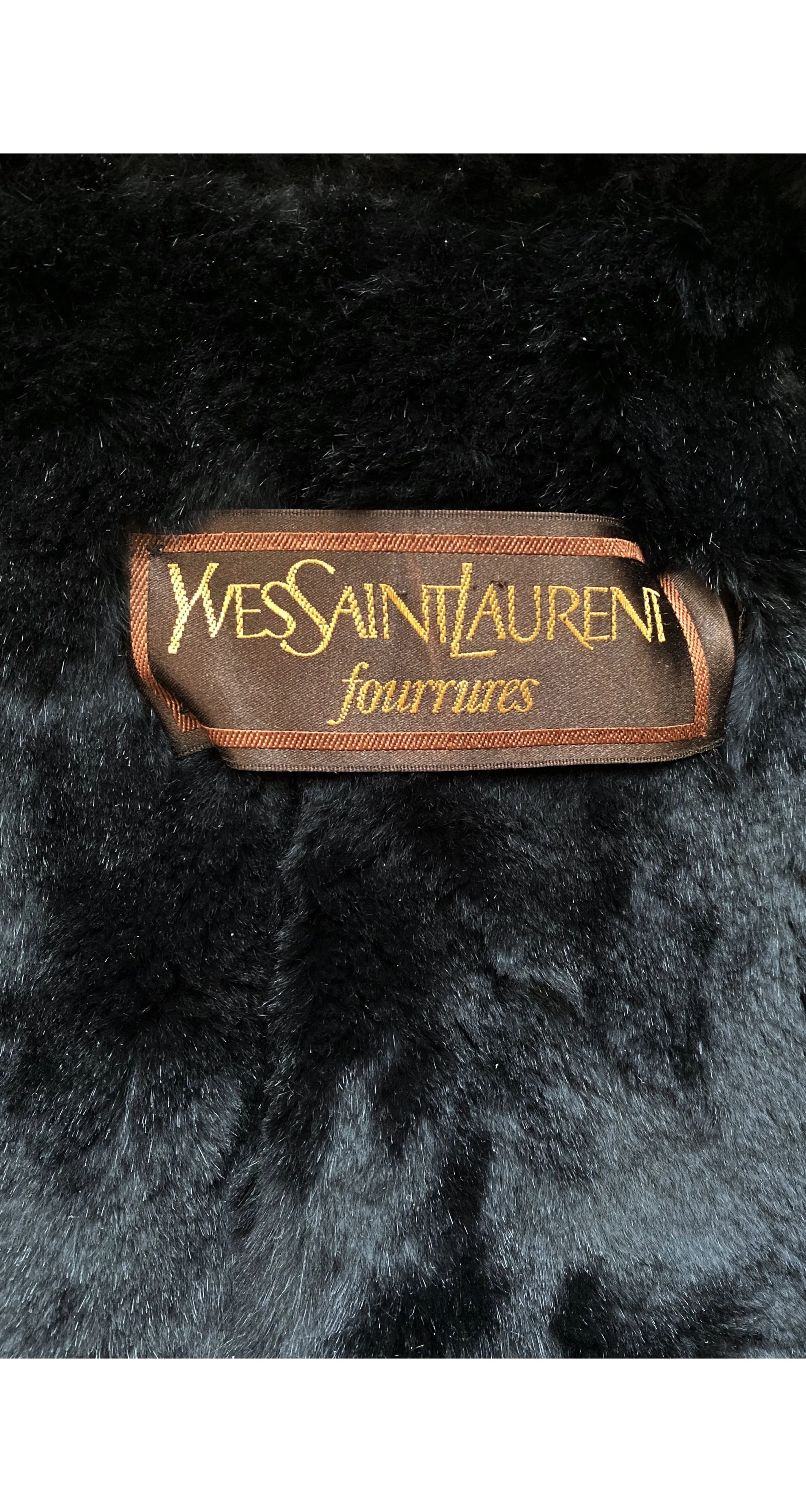 1980s Black Cashmere Fur Trim Double-Breasted Coat