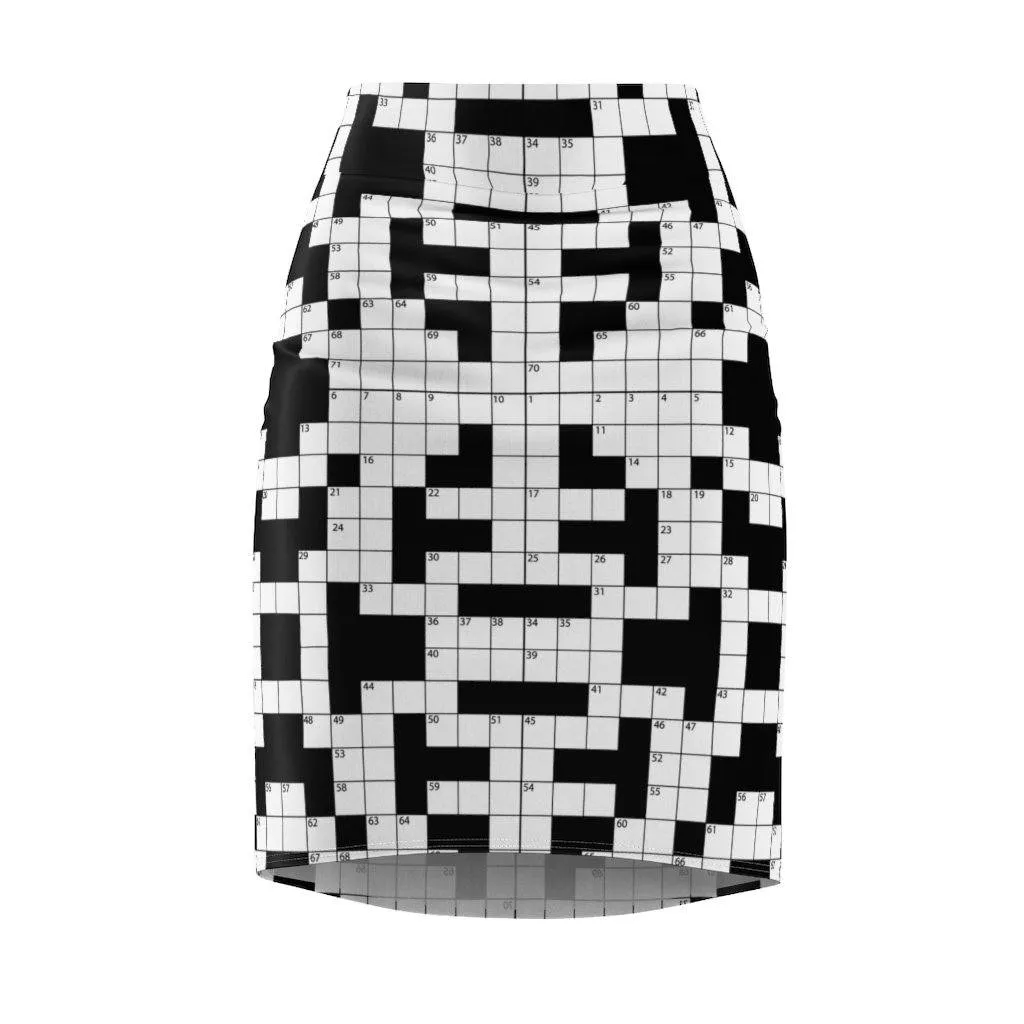 65 MCMLXV Women's Crossword Puzzle Print Pencil Skirt