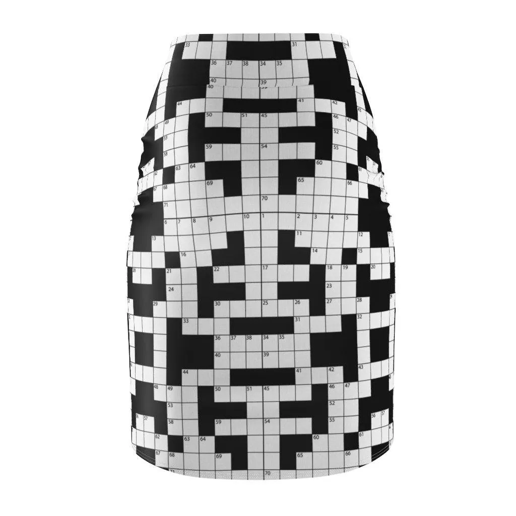 65 MCMLXV Women's Crossword Puzzle Print Pencil Skirt