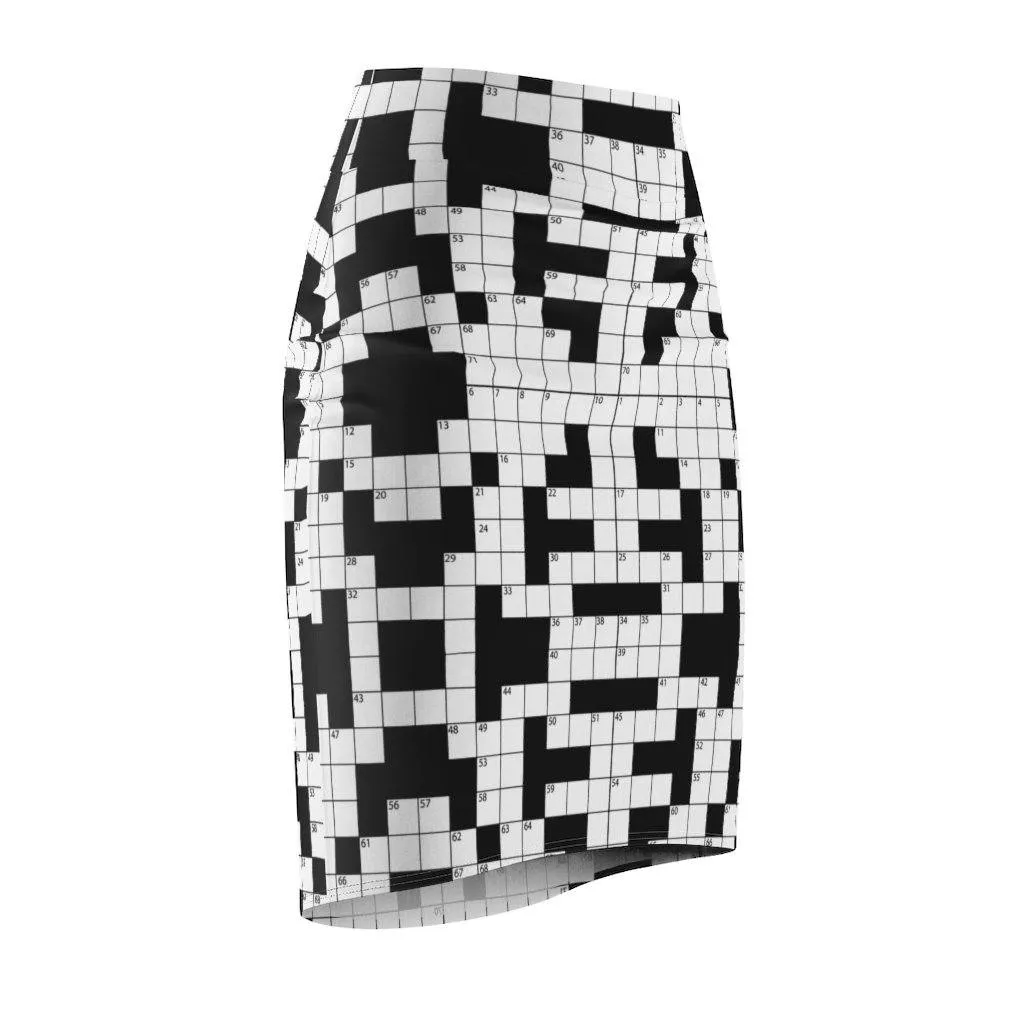 65 MCMLXV Women's Crossword Puzzle Print Pencil Skirt