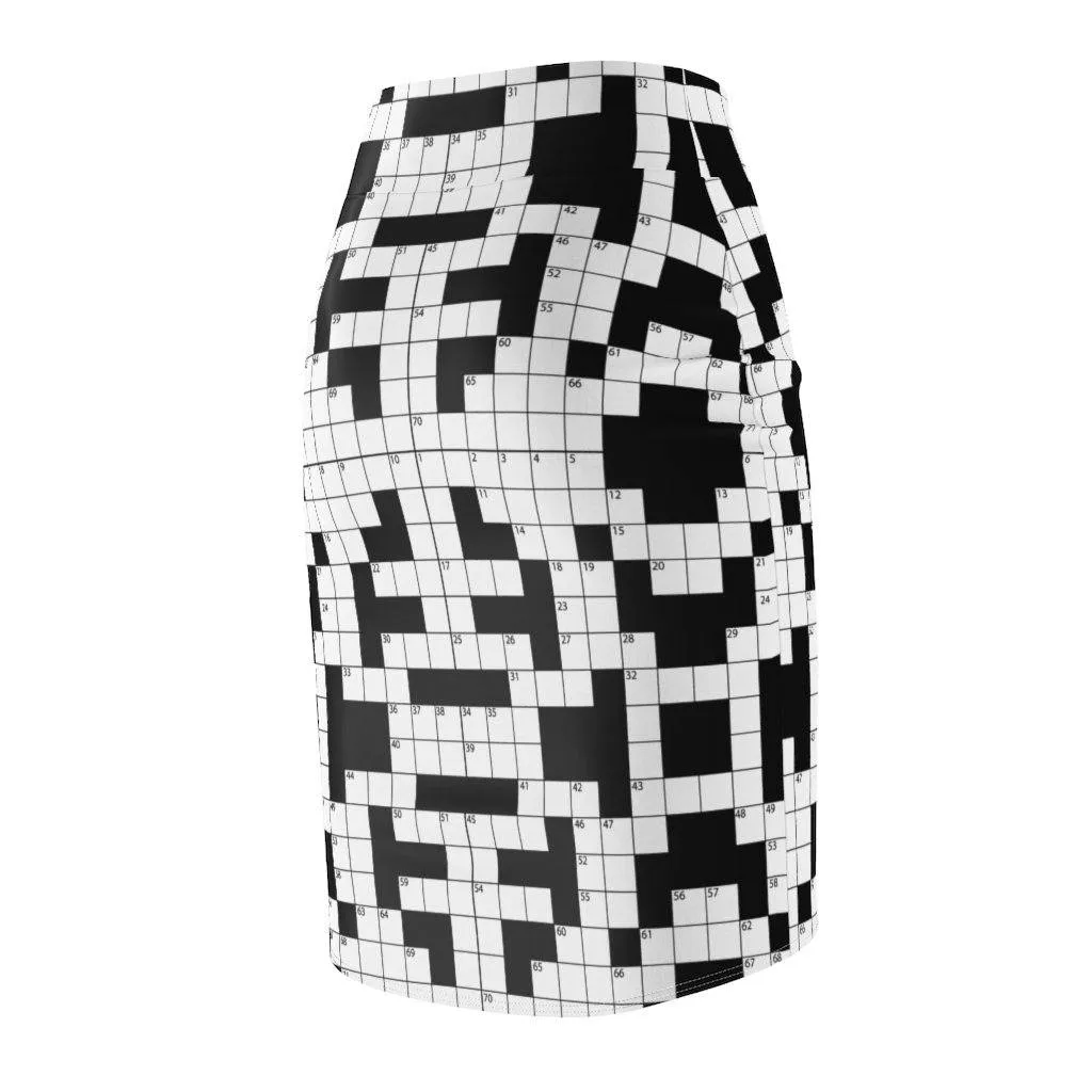 65 MCMLXV Women's Crossword Puzzle Print Pencil Skirt