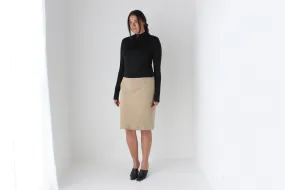 90s Camel Suede Leather Pencil Skirt w/ Studs