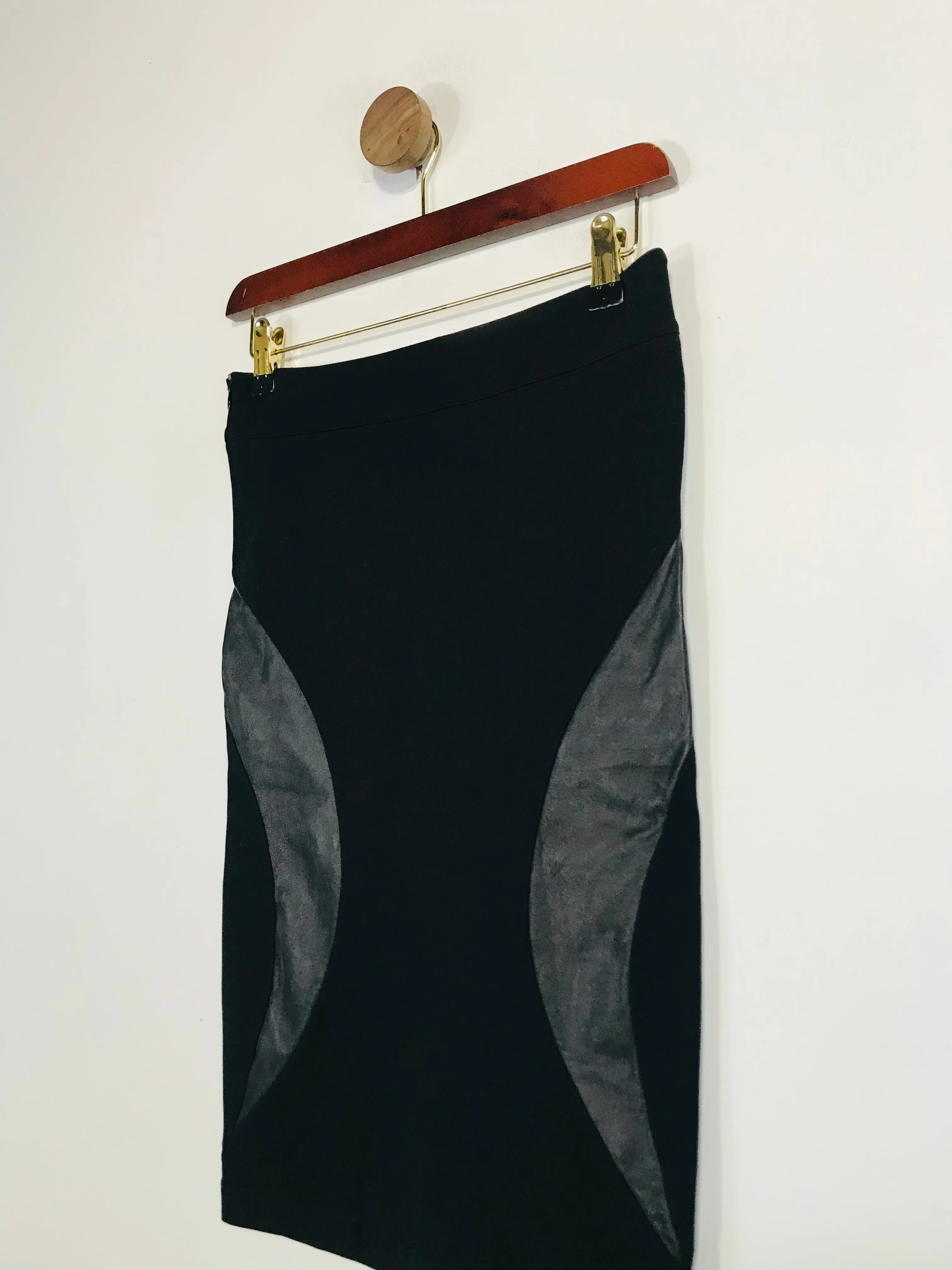 Alexander Mcqueen Women's Leather High Waist Pencil Skirt | S UK8 | Black