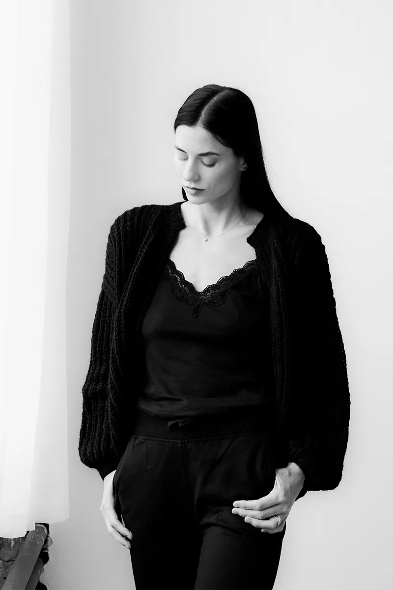 Alpaca Brioche Cardigan Black by Maiami