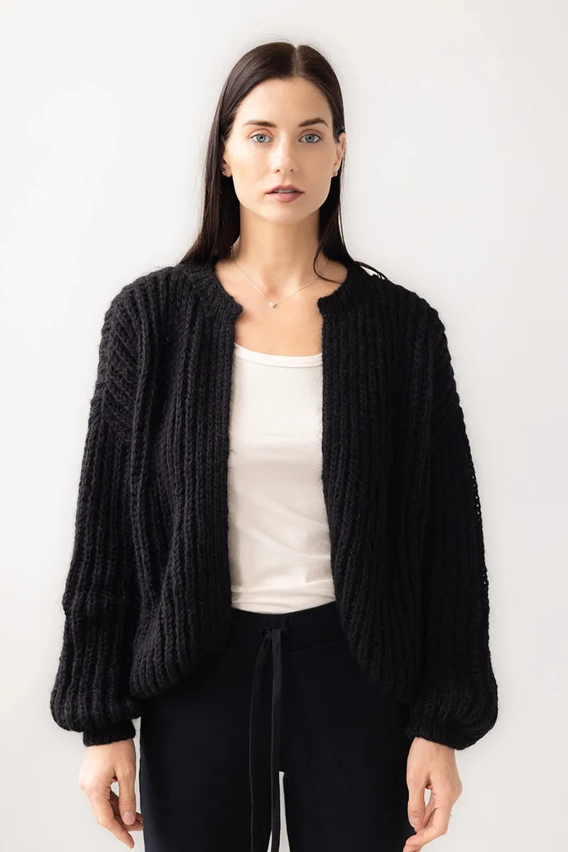 Alpaca Brioche Cardigan Black by Maiami