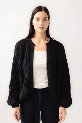 Alpaca Brioche Cardigan Black by Maiami