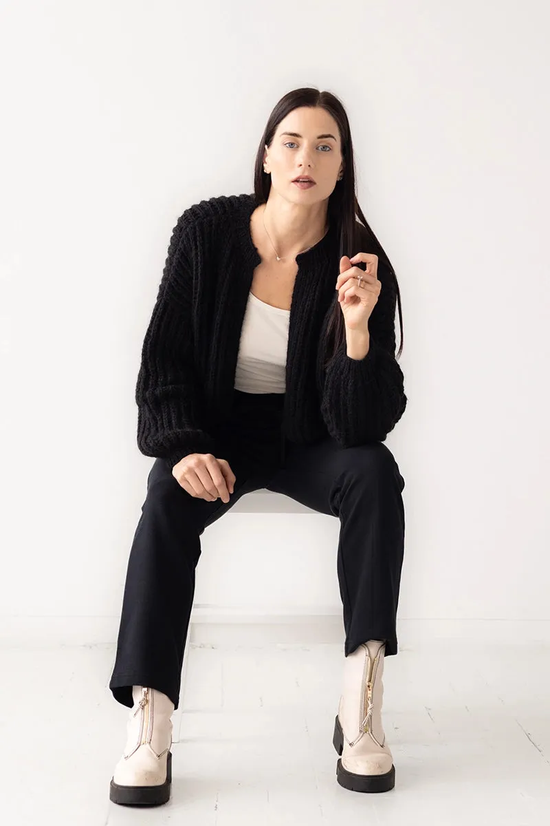Alpaca Brioche Cardigan Black by Maiami