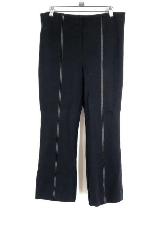 Anthropologie The Essential Women's Black Flared Leg Cropped Pants Size Medium