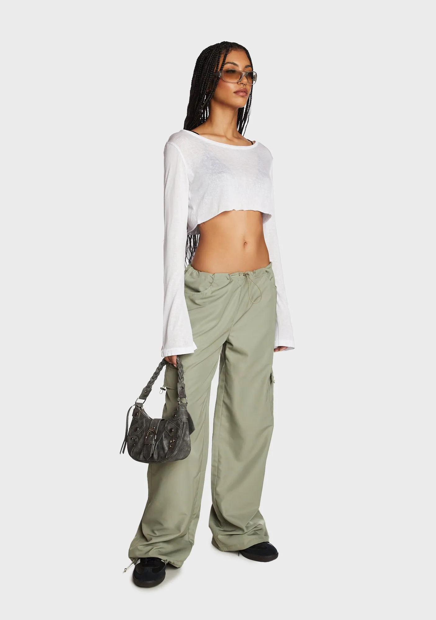 Asha Low Rise Nylon Cargo Pants