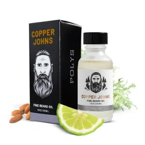 Beard Oil for Men, Castor & Jojoba Oil with Sea Minerals, Increases Softness & Control for Fuller-Looking Beard, Polys-Bergamot & Cherry Almond, 1 oz