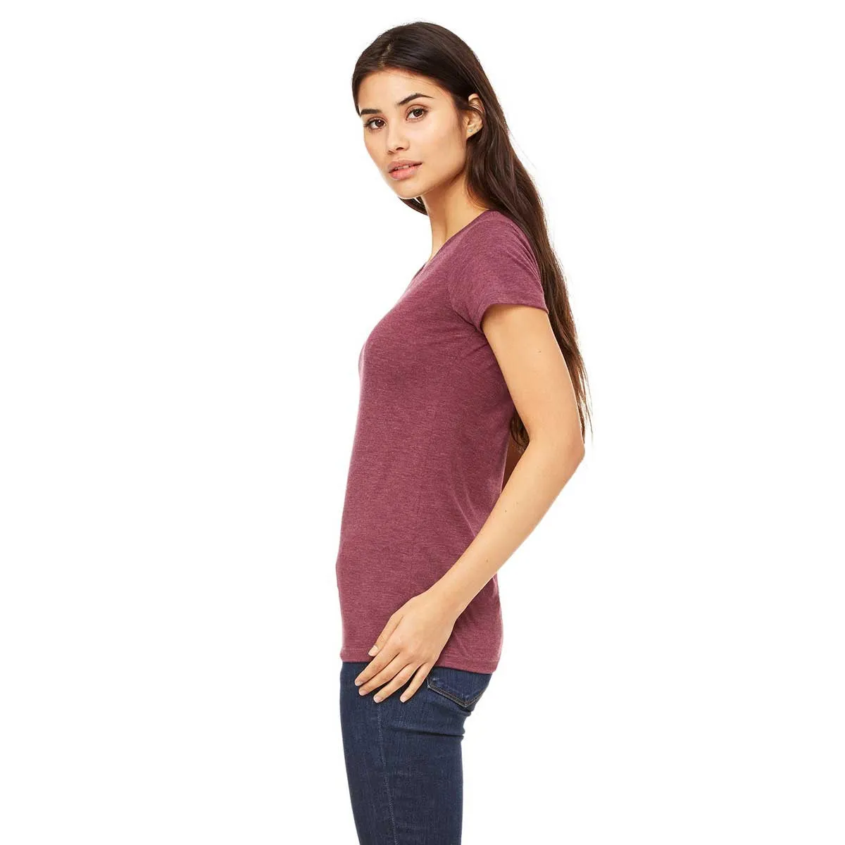 Bella   Canvas Women's Maroon Triblend Short-Sleeve T-Shirt