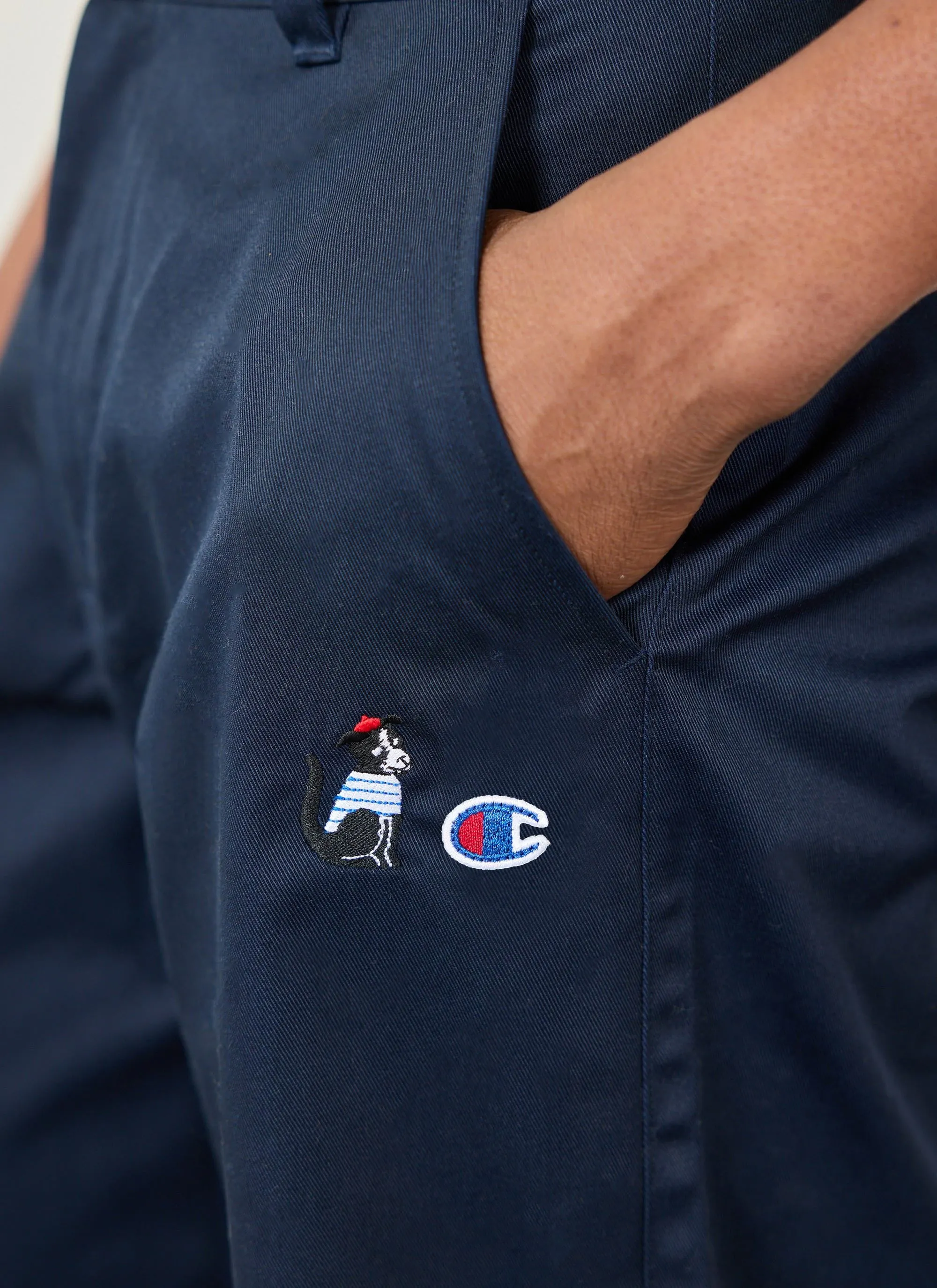 Beret Dog Straight Leg Woven Trackpant | Champion and Percival | Navy