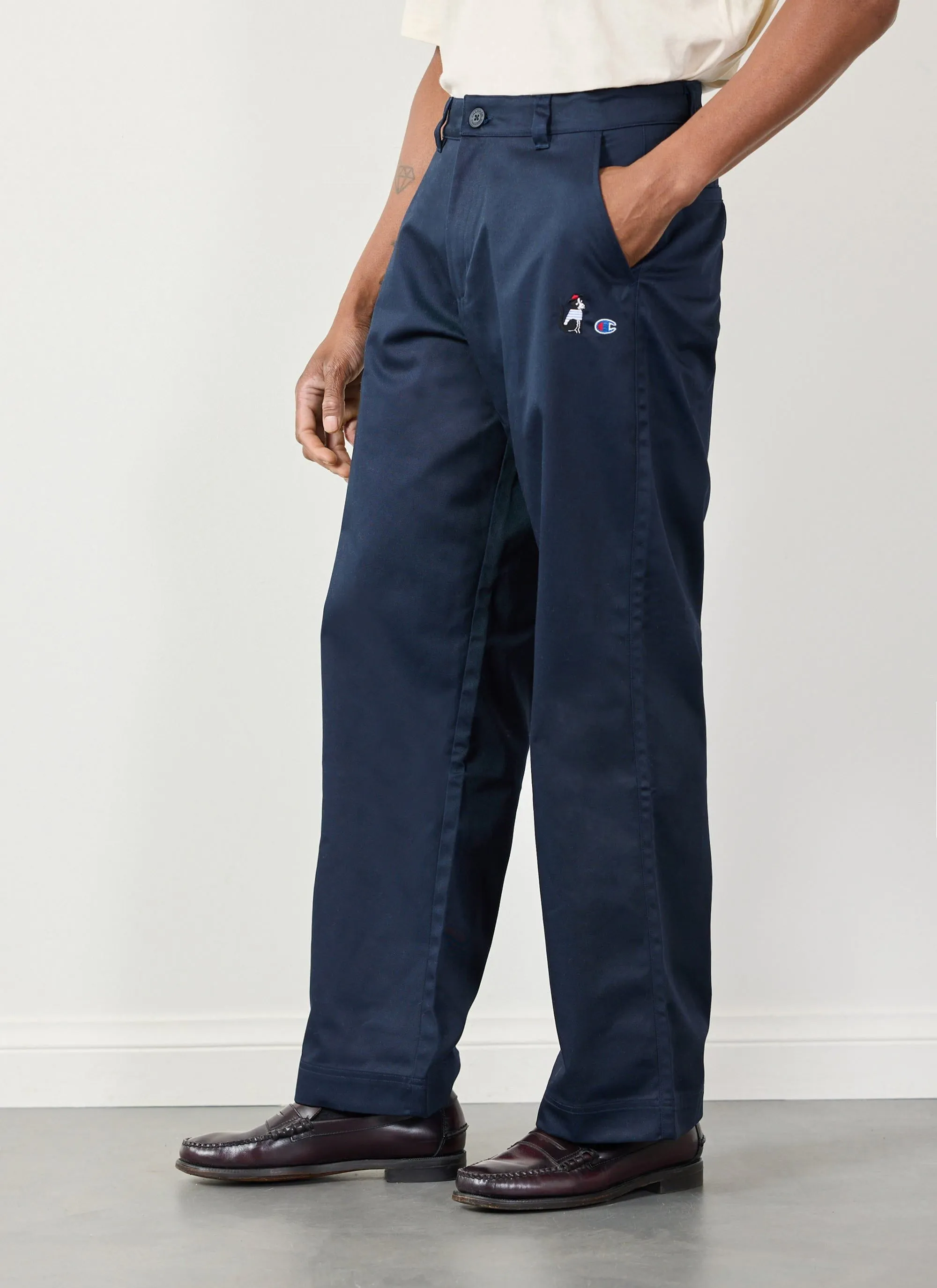 Beret Dog Straight Leg Woven Trackpant | Champion and Percival | Navy