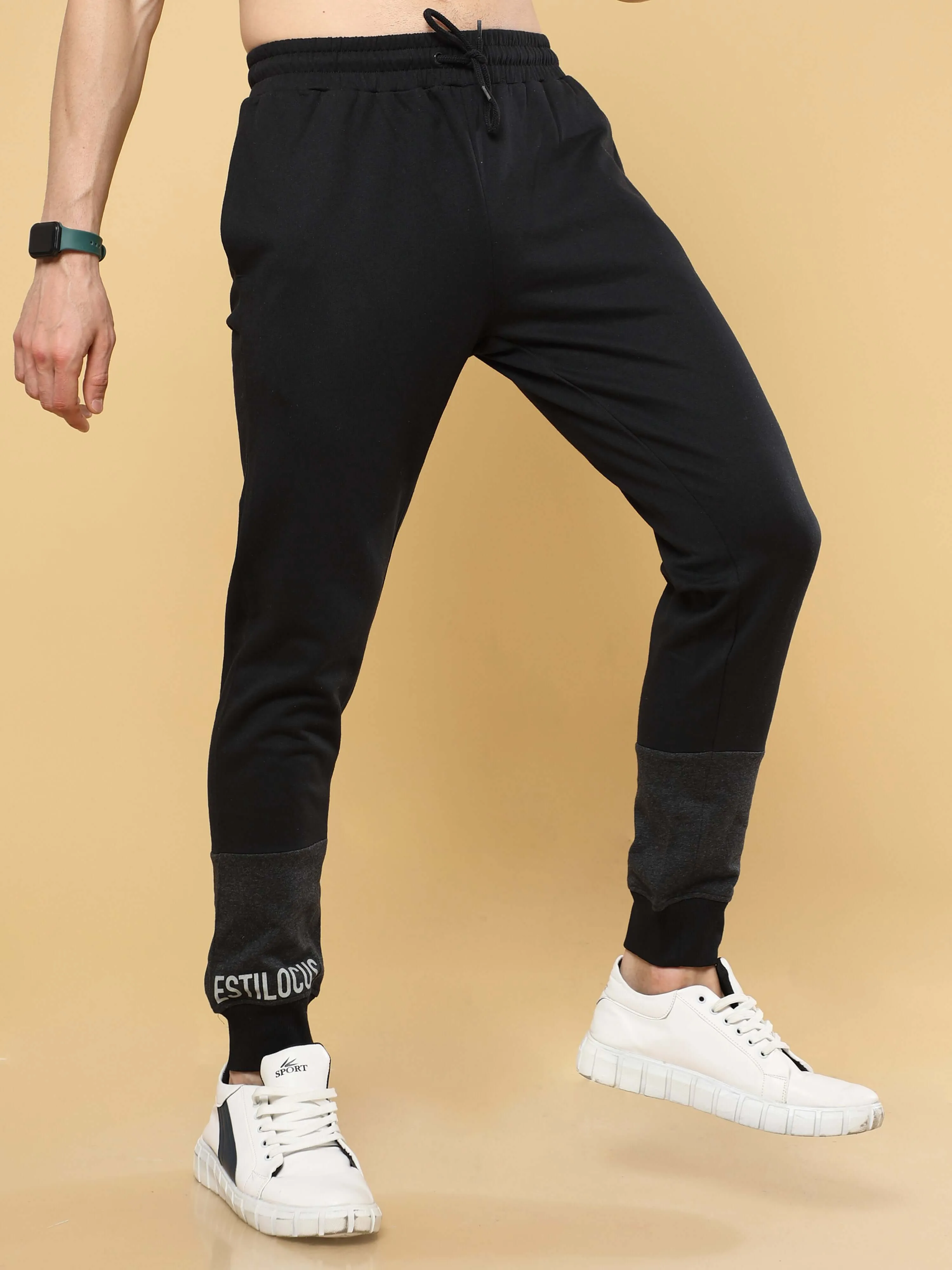 Black & Grey Joggers With Adjustable Draw String