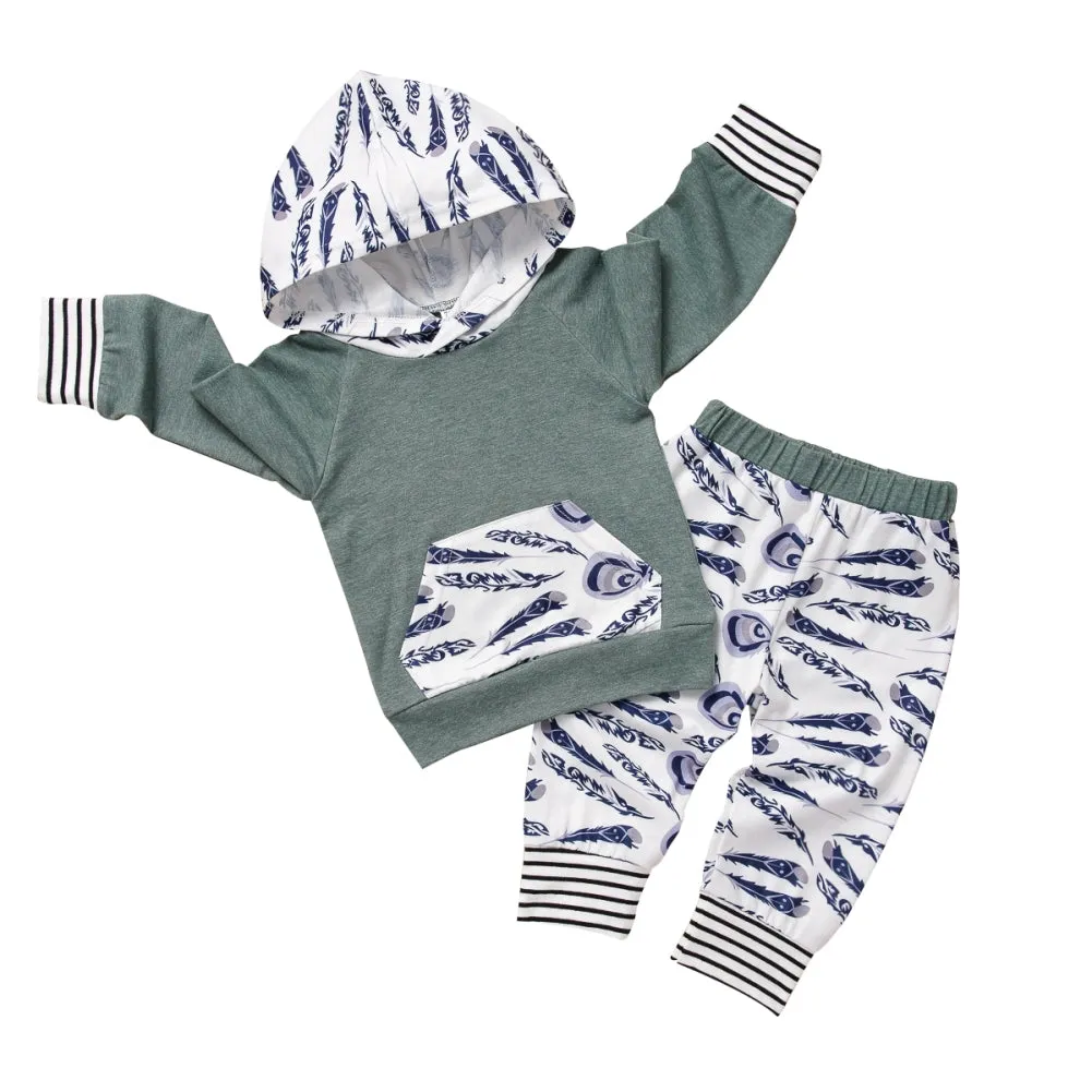 Boys Feathers Hoodie and Jogger 2-Piece Set