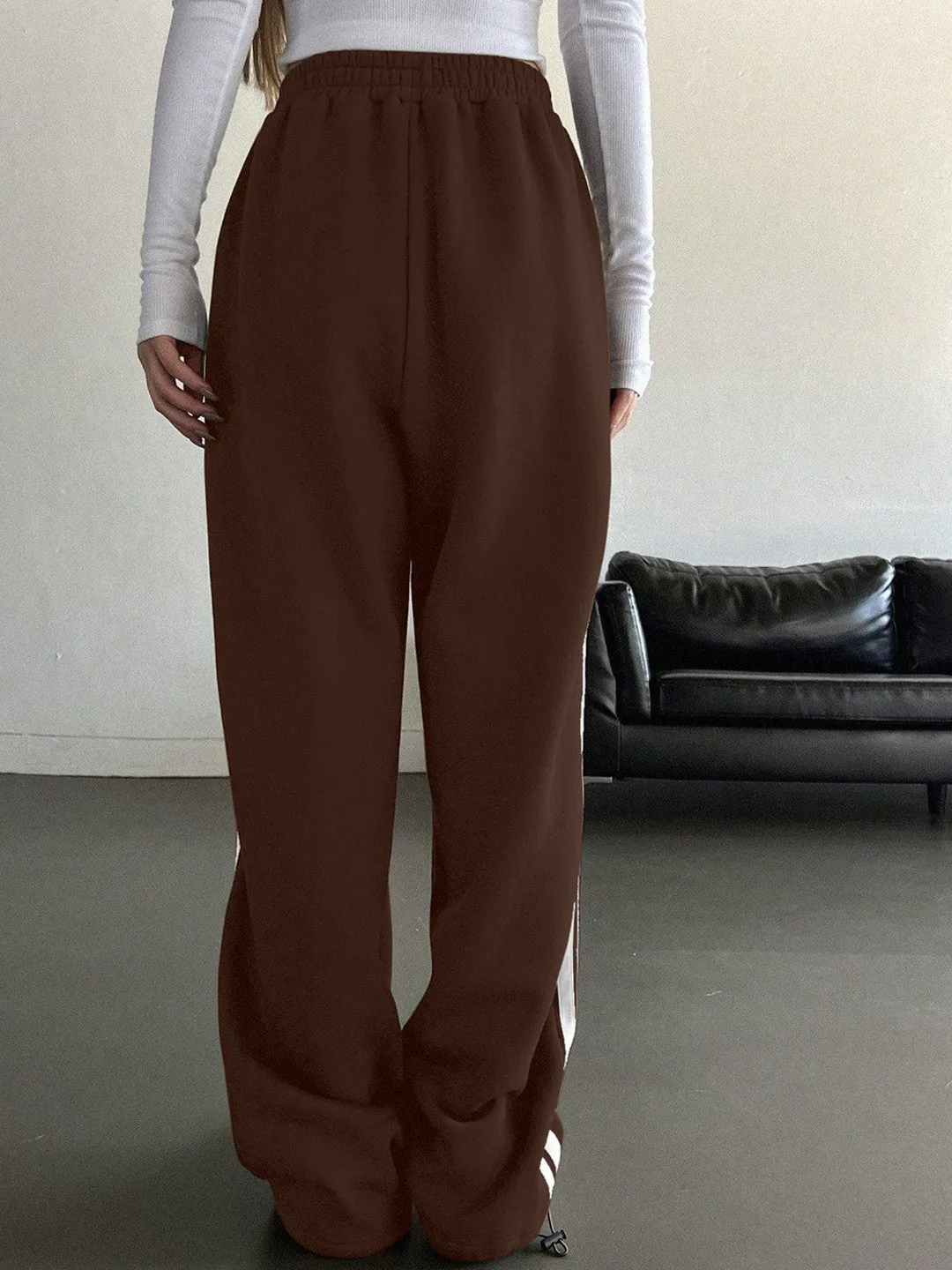 Brown Loose Fit High-Rise Knitted Jogger