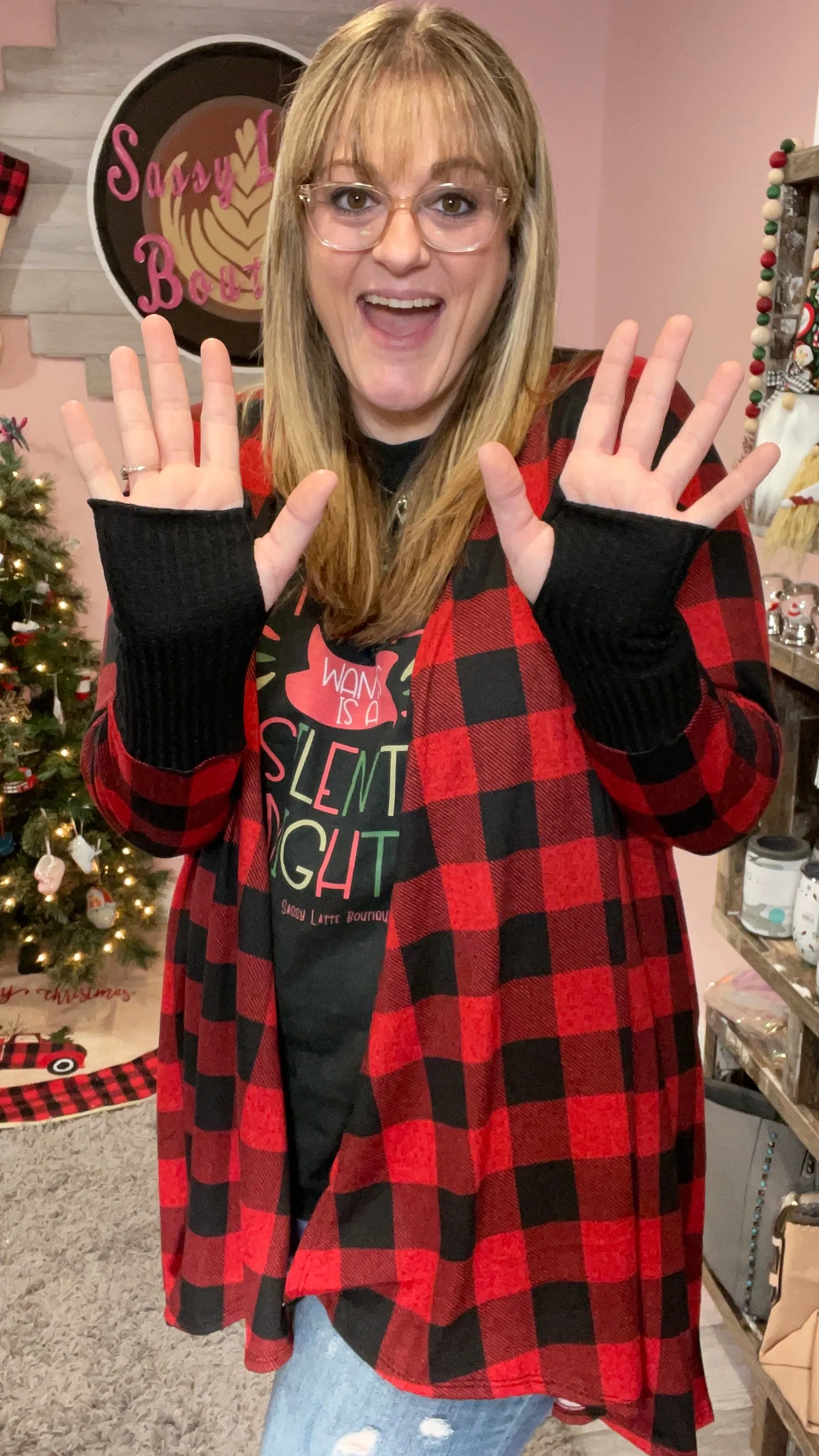 Buffalo Plaid Drape Front Cardigan