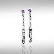 Cape Hatteras Lighthouse and Gem Silver Earrings TER236
