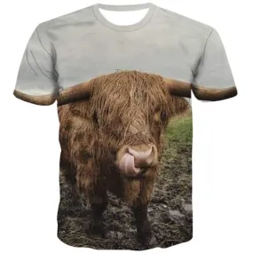 Cattle T-shirt Men Animal T-shirts Graphic Harajuku Tshirt Anime Funny Tshirts Casual Lovely Tshirts Cool Short Sleeve Hip hop