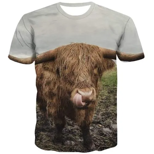 Cattle T-shirt Men Animal T-shirts Graphic Harajuku Tshirt Anime Funny Tshirts Casual Lovely Tshirts Cool Short Sleeve Hip hop