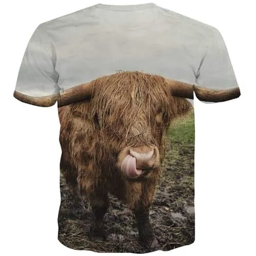 Cattle T-shirt Men Animal T-shirts Graphic Harajuku Tshirt Anime Funny Tshirts Casual Lovely Tshirts Cool Short Sleeve Hip hop
