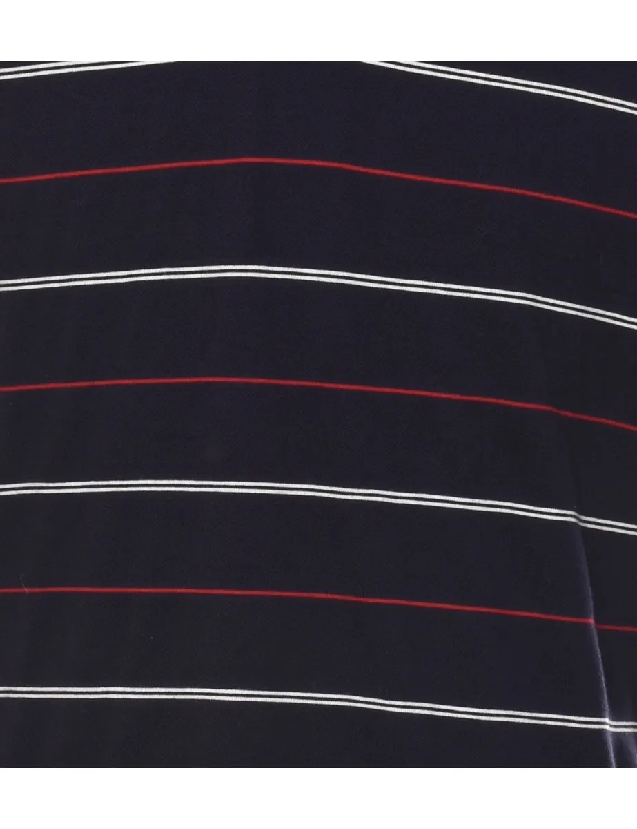 Chaps Black & Red Striped Polo Shirt - L