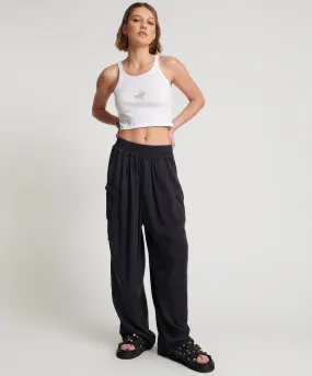 CHARCOAL TENCEL ZIPPED PARACHUTE PANTS