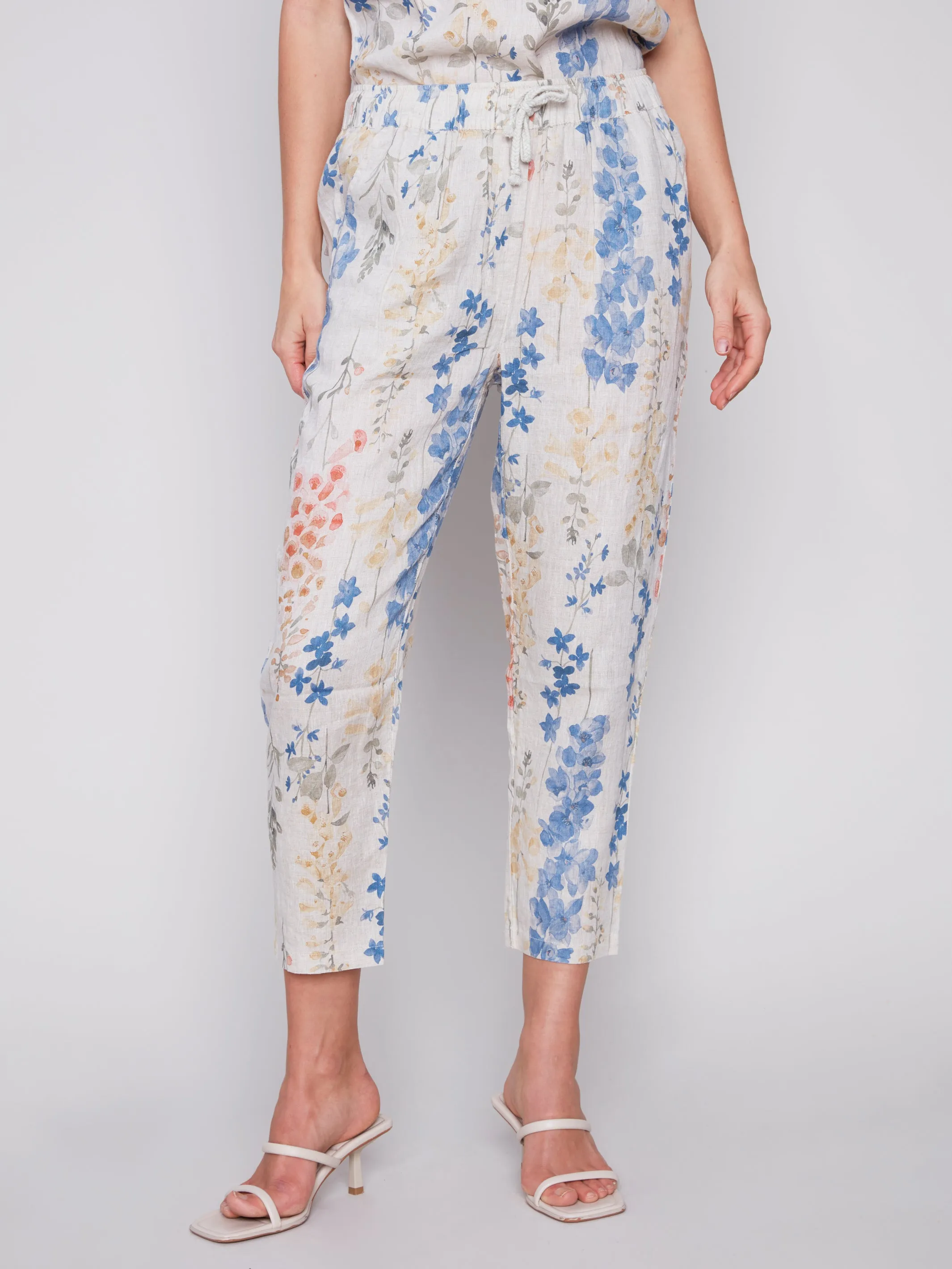 Charlie B Spring/Summer 2024-C5382R-872B-Linen Jogger-Garden