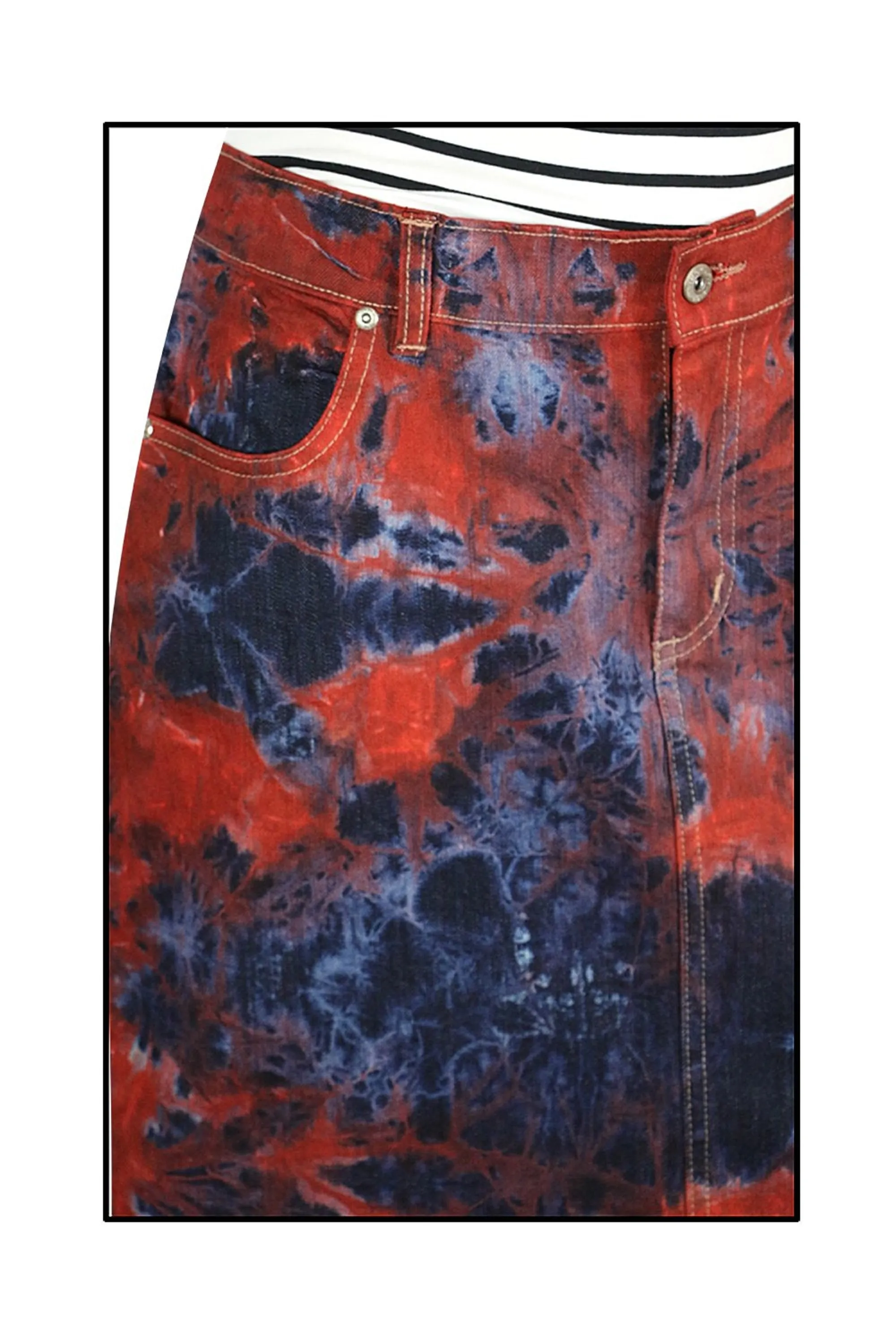 Clove Jeans Tie Dye Stretch Denim Maxi Skirts Plus Size Pencil Skirt 12-24