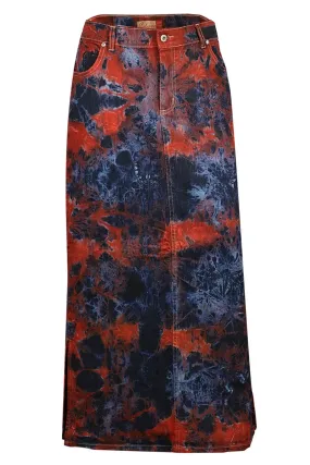Clove Jeans Tie Dye Stretch Denim Maxi Skirts Plus Size Pencil Skirt 12-24