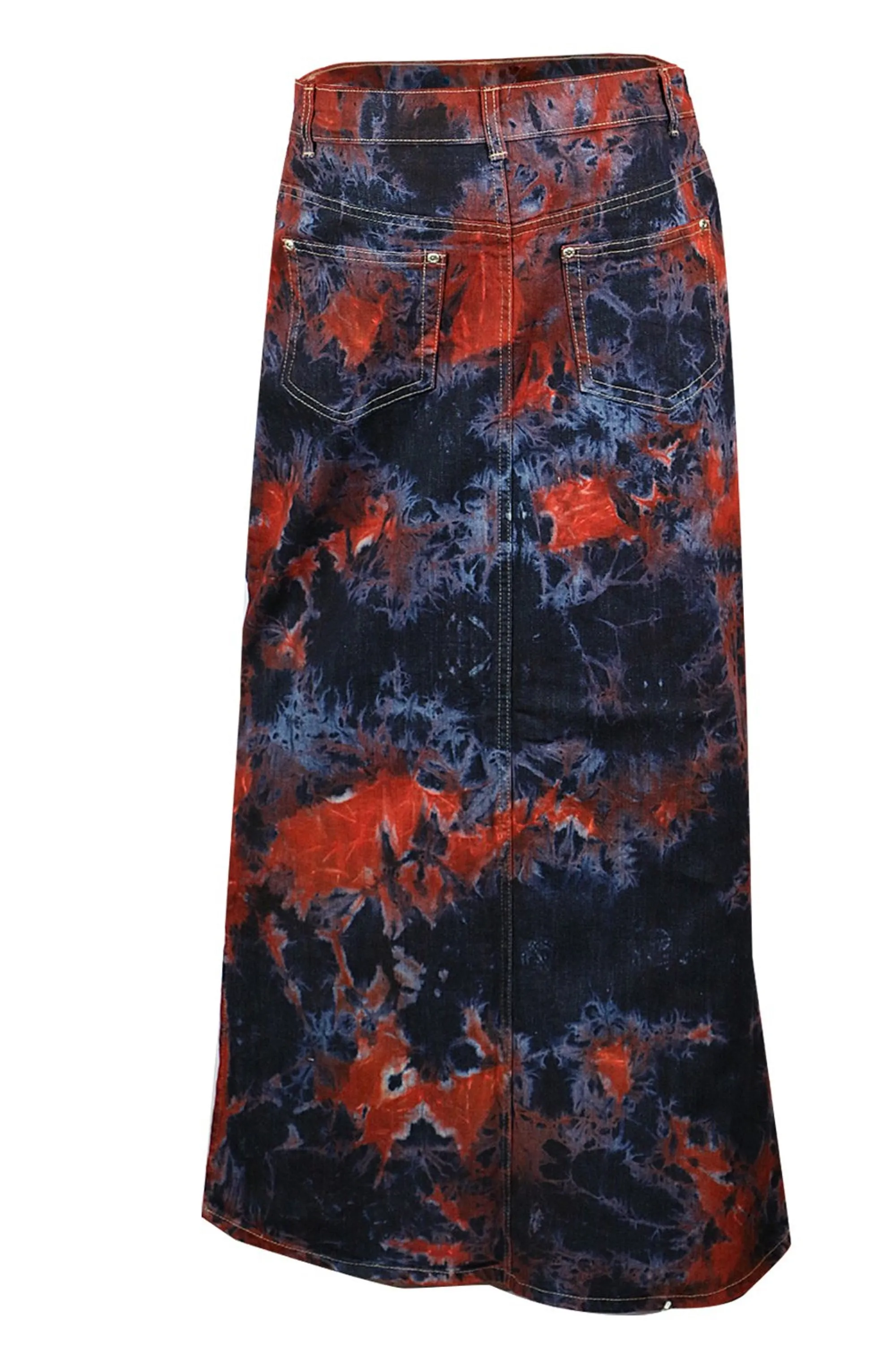 Clove Jeans Tie Dye Stretch Denim Maxi Skirts Plus Size Pencil Skirt 12-24