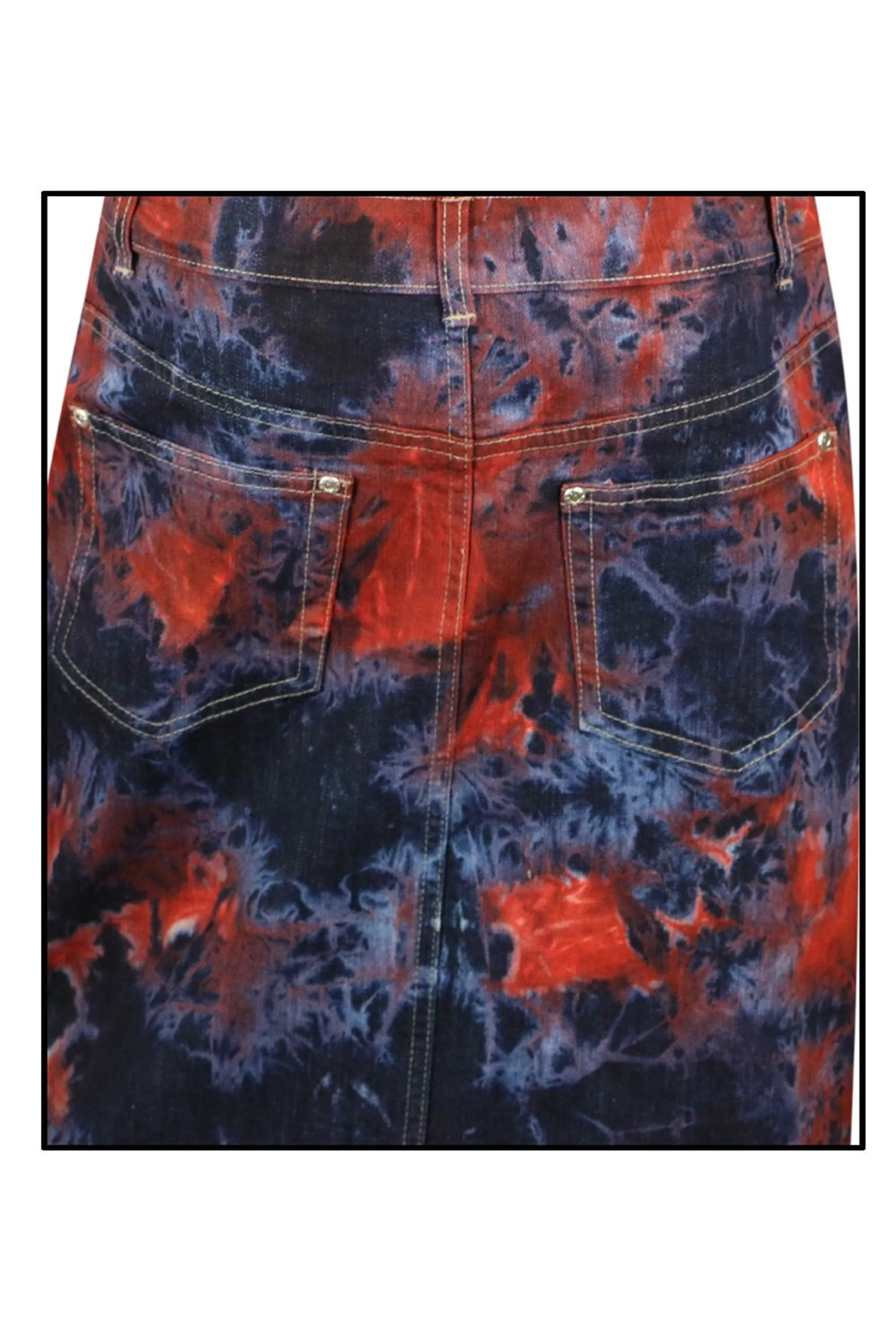 Clove Jeans Tie Dye Stretch Denim Maxi Skirts Plus Size Pencil Skirt 12-24
