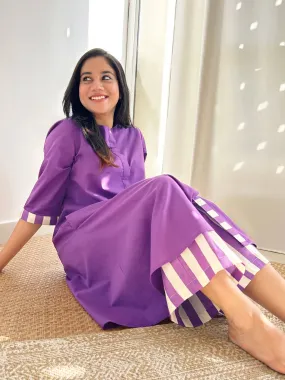 Cotton Solid Kurta Set - Purple