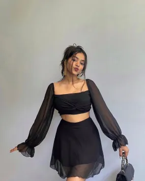 Cute Crop Black Top