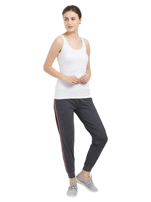 Dark Grey Solid Joggers For Women's