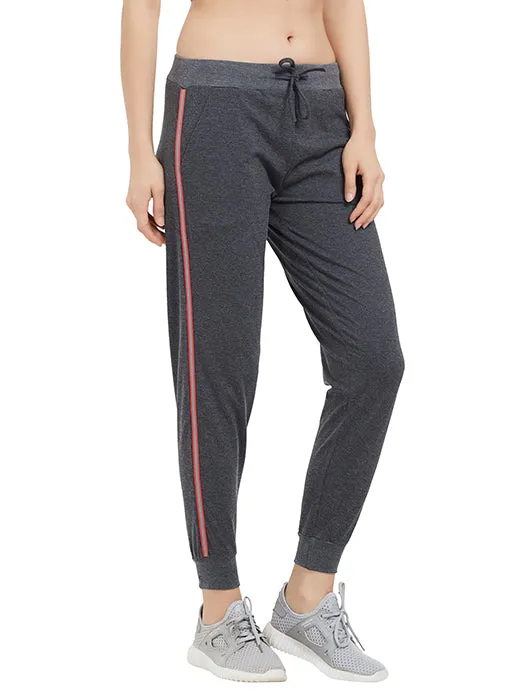 Dark Grey Solid Joggers For Women's