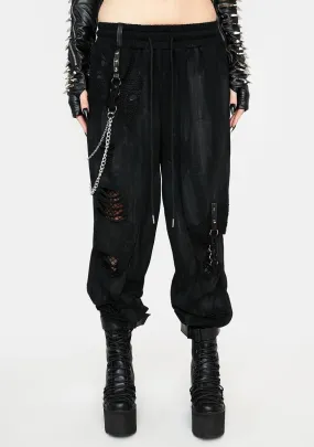 Distressed Joggers With Side Chain Detailing