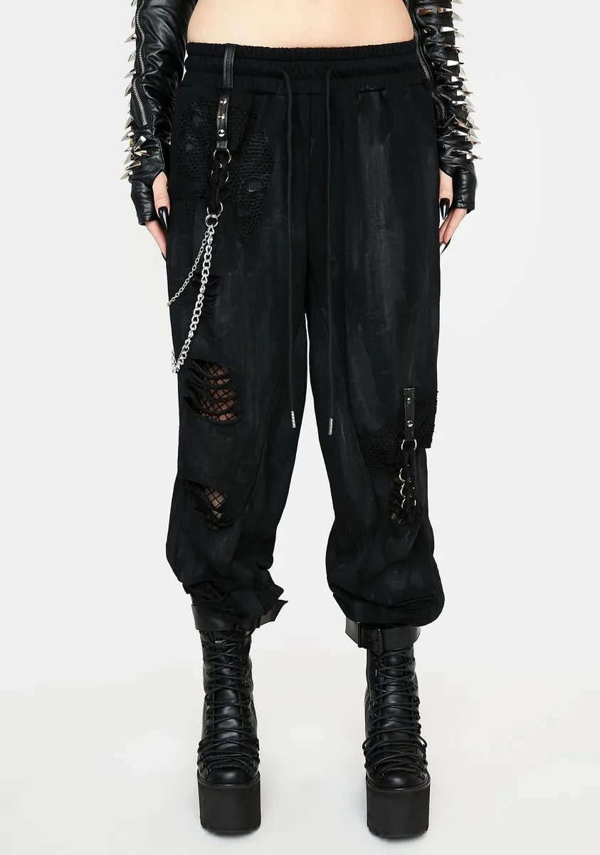 Distressed Joggers With Side Chain Detailing
