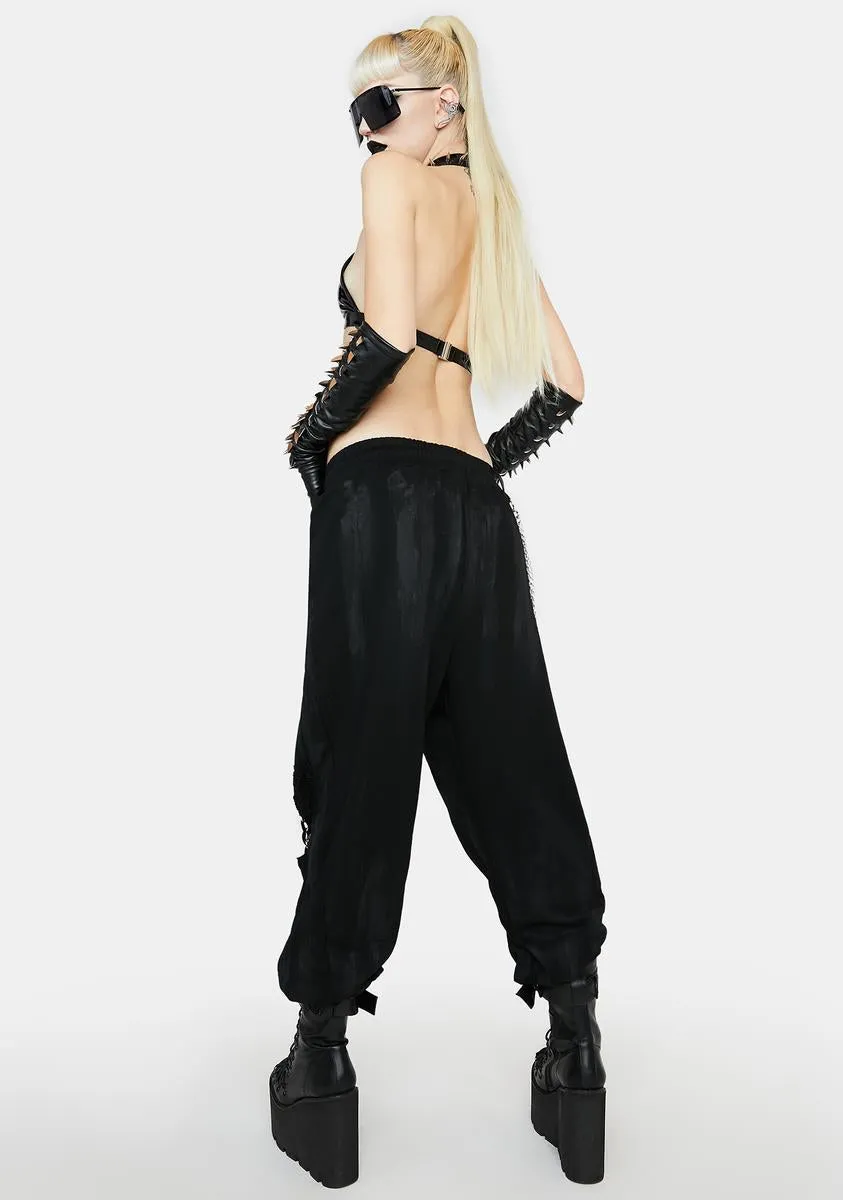 Distressed Joggers With Side Chain Detailing