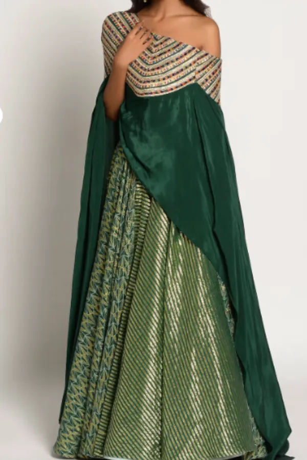 Drape one shoulder lehenga set