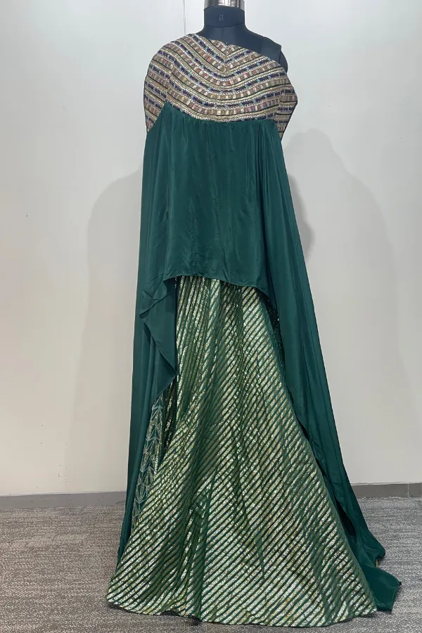 Drape one shoulder lehenga set