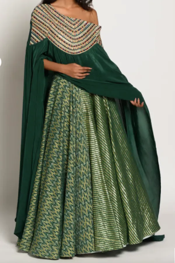 Drape one shoulder lehenga set