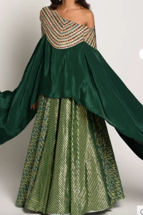 Drape one shoulder lehenga set