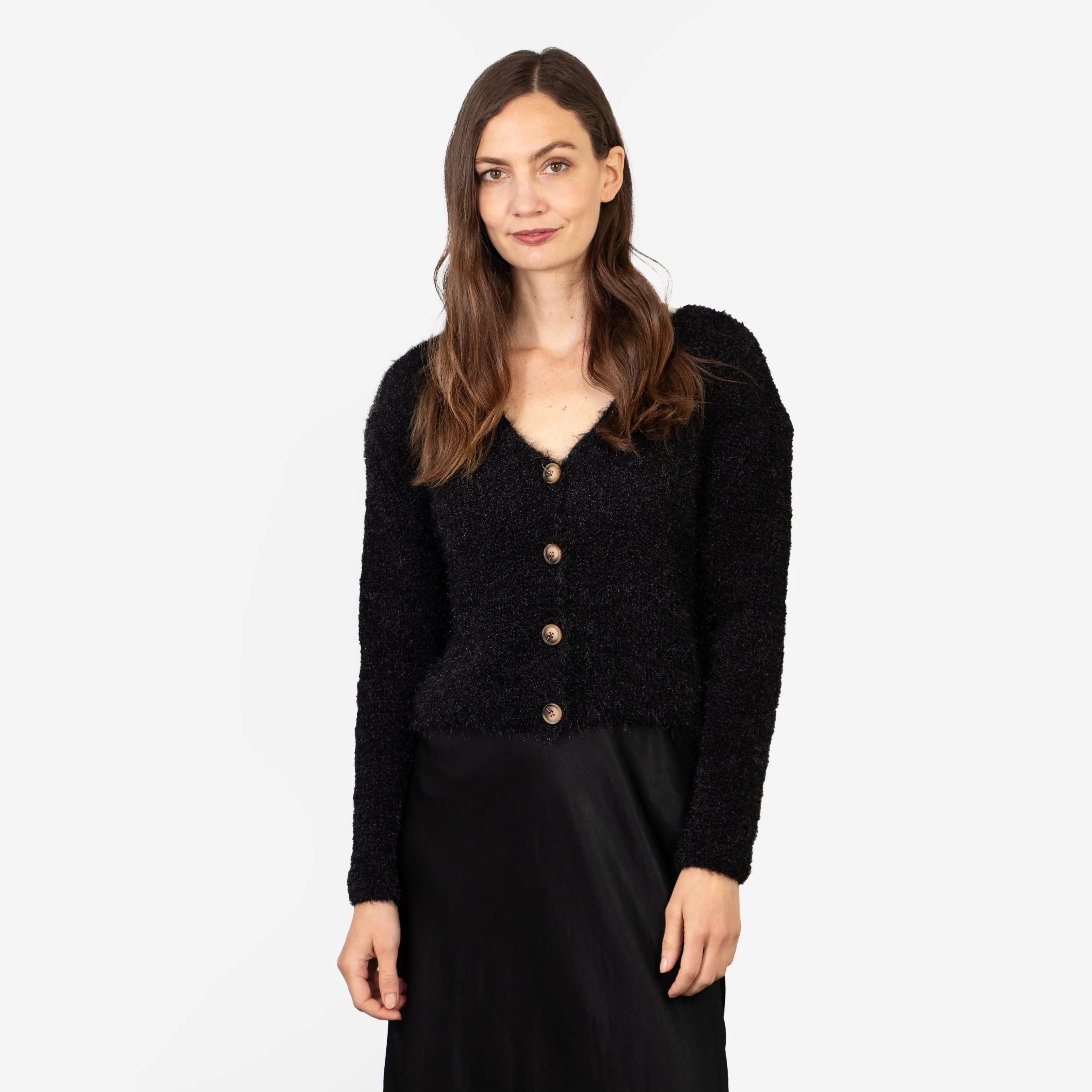 Effy Button Up Cardigan - Black