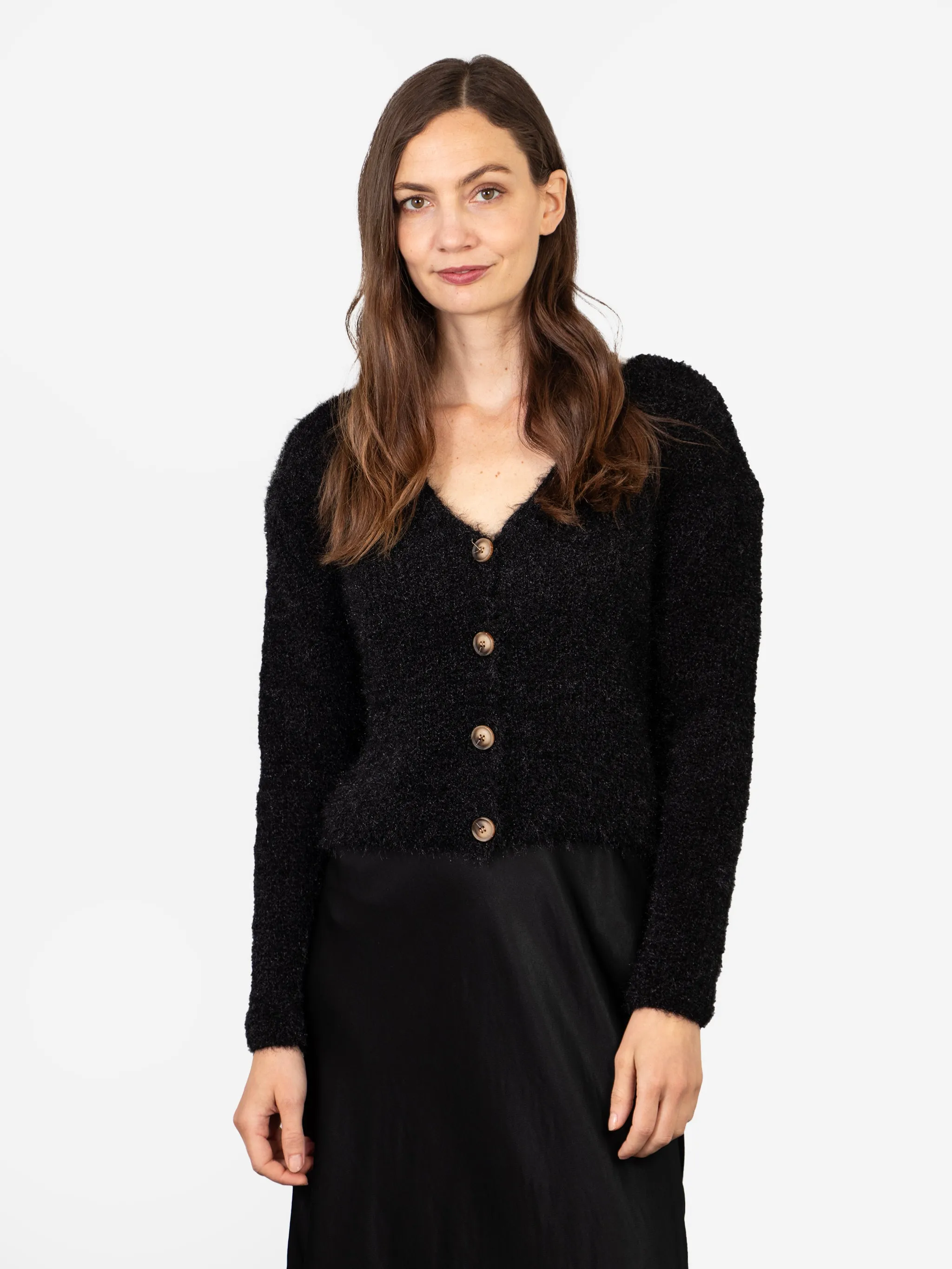 Effy Button Up Cardigan - Black