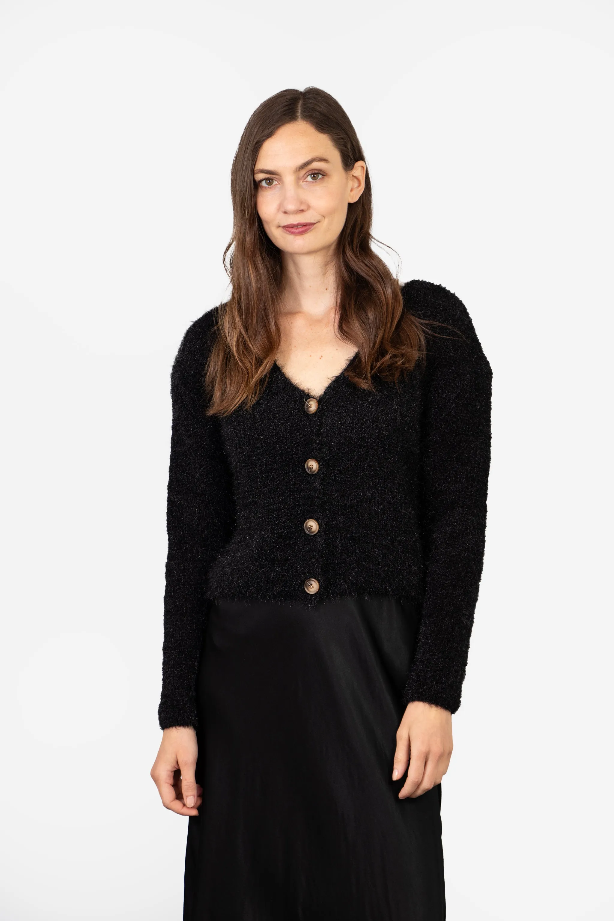 Effy Button Up Cardigan - Black
