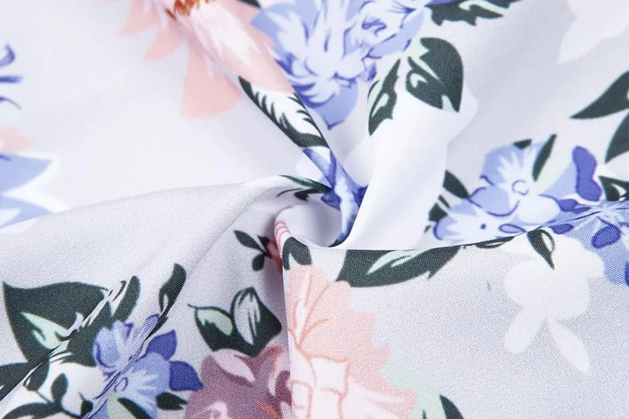 Elegant Office Floral Square Collar Sequined Puff Sleeve Crop Top