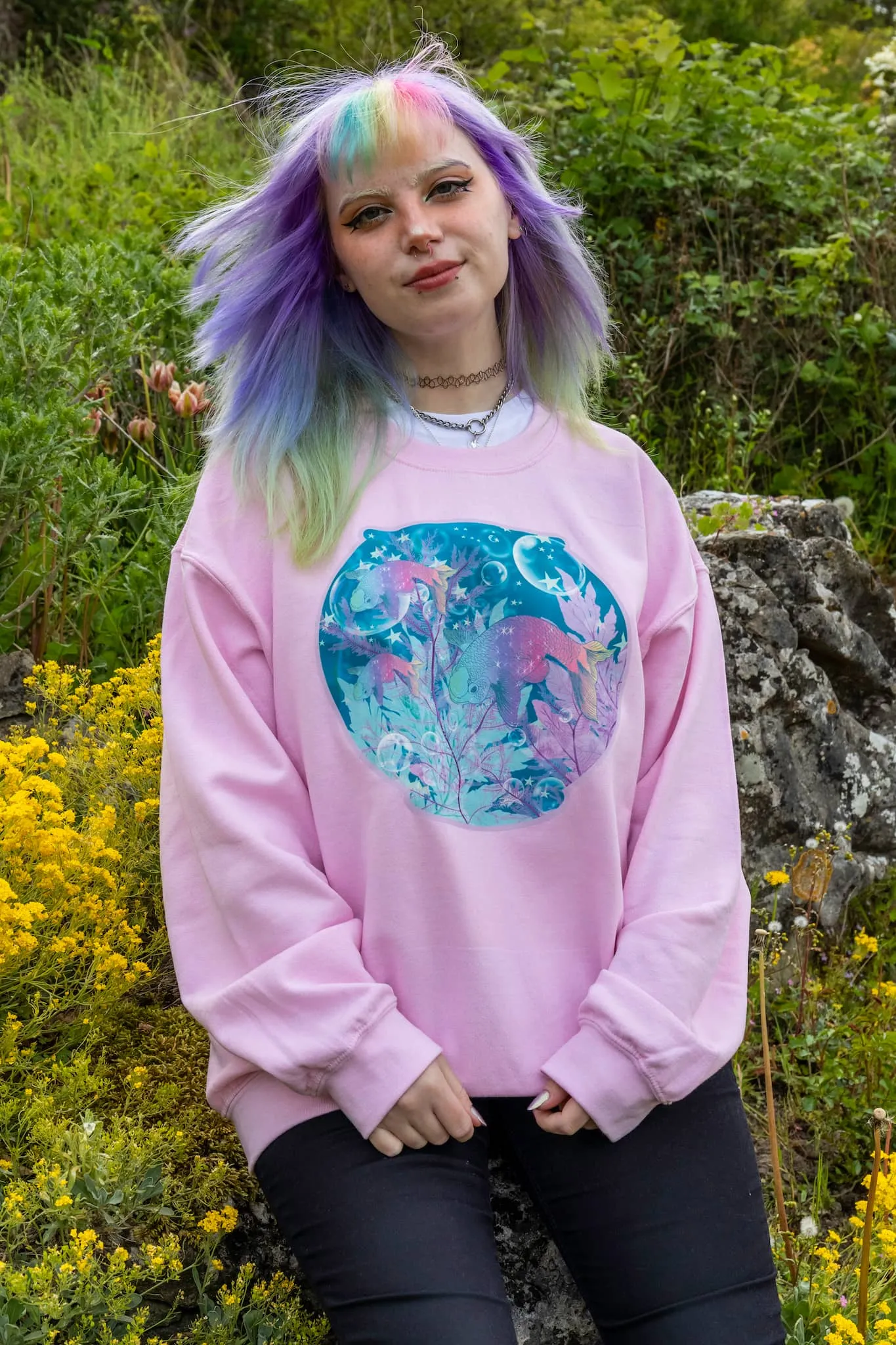 Fish Bowl Pastel Pink Sweater